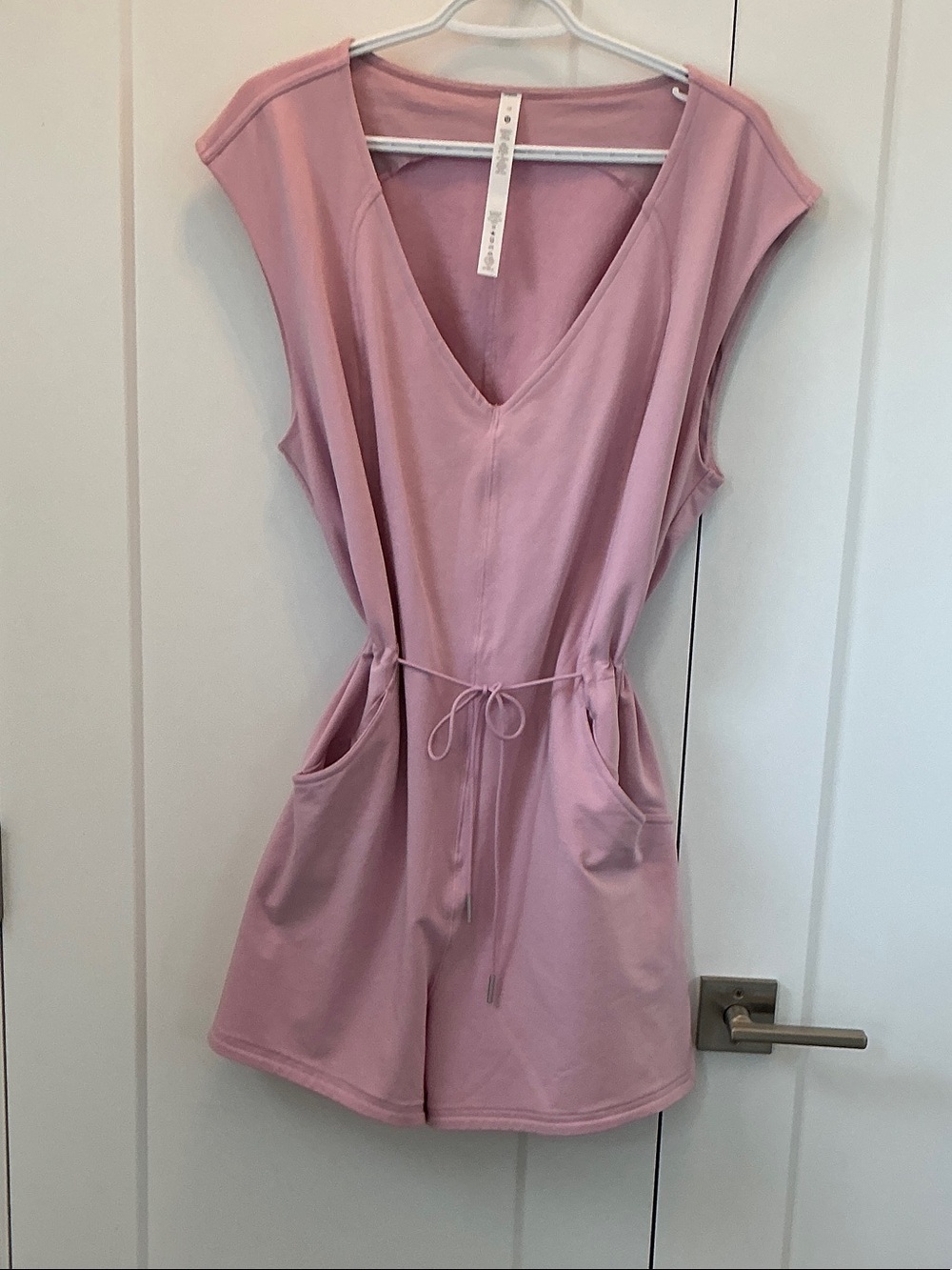 lululemon athletica Pink Sleeveless V-Neck Romper with Drawcord